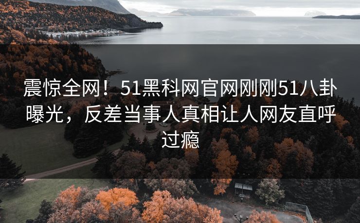 震惊全网！51黑科网官网刚刚51八卦曝光，反差当事人真相让人网友直呼过瘾