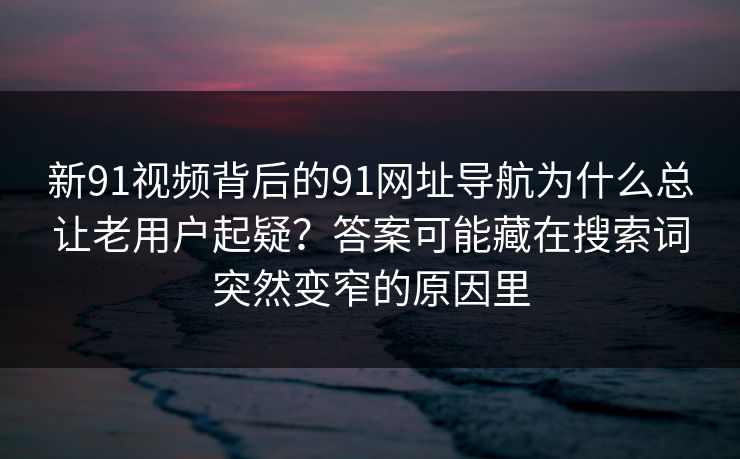 新91视频背后的91网址导航为什么总让老用户起疑？答案可能藏在搜索词突然变窄的原因里